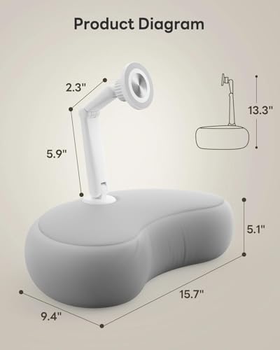 SAIJI Magnetic Tablet Pillow Stand for Bed with Ergonomic Soft Pillow(Gray) - color: Light Gray
