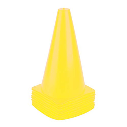 9 Inch Plastic Training Traffic Cones, Sport Cones, Set of 10/12/24 - color: 10 Pack Yellow
