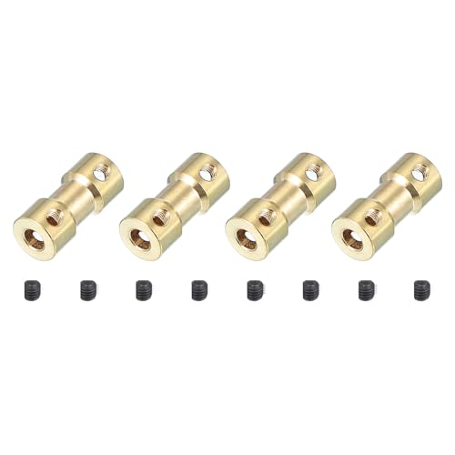 PATIKIL Shaft Coupling Joint 4mm to 5mm, 4 Pcs Brass Motor Shaft Coupler Extension Connector Rigid Sleeve Adapter Transmission Joint with M3 Screws for RC Car Airplane Tires Motor Robot - size: 4mm-5mm