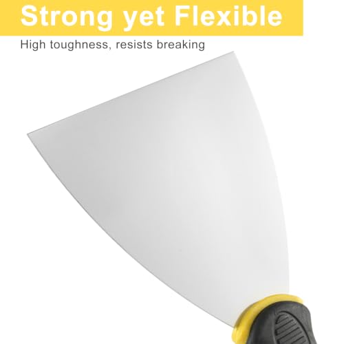 10 Pcs Putty Knife Set 1" 2" 3" 4" 5" Stainless Steel Paint Scraper Spackle Knives No Rusting Flexible Metal Scraper Tools for Repairing Drywall Removing Wallpaper Mud Plaster Scraping - color: 10pcs 1" 2" 3" 4" 5" Yellow