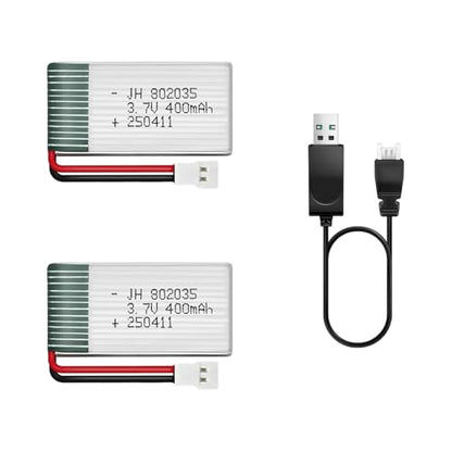 2Pcs 3.7V 400mAh Lipo Battery for RC Toy & Model (MX2.0) - size: 400mAh-MX2.0