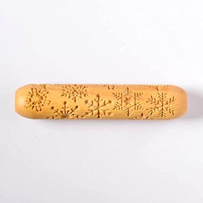 MKM Pottery Tools Wood Big Hand Rollers for Clay (BHR-33 Snowflakes) - color: BHR-33 Snowflakes
