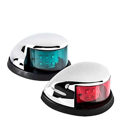LED Boat Navigations Light Marine Red and Green Bow Light (Silver) - color: Silver