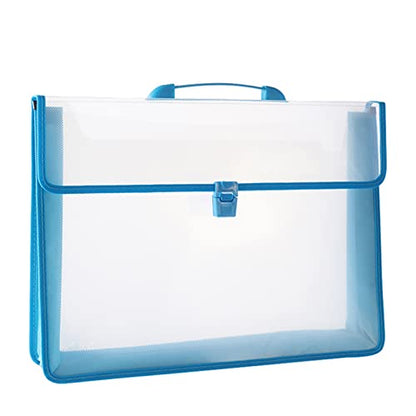 12x16.5 Art Portfolio Case A3 PP Plastic Transparent Blue Pack of 1 - color: Blue