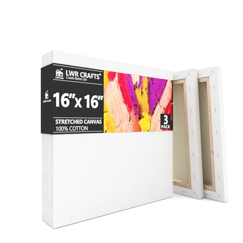LWR CRAFTS Stretched Canvas 16" X 16" Pack of 3 - size: 16"x16"x3
