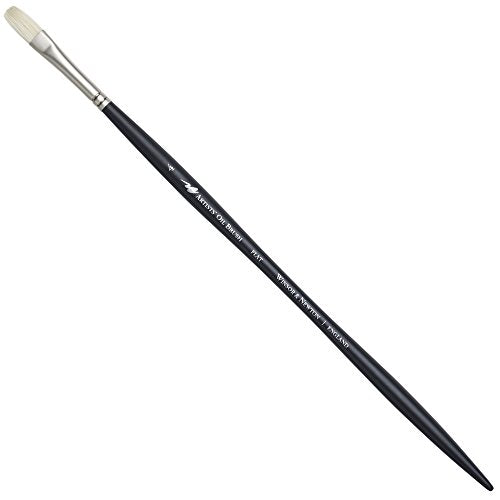 Winsor & Newton Artists' Oil Hog Paint Brush, Long Handle Size 4, Flat - size: #4, style: Flat