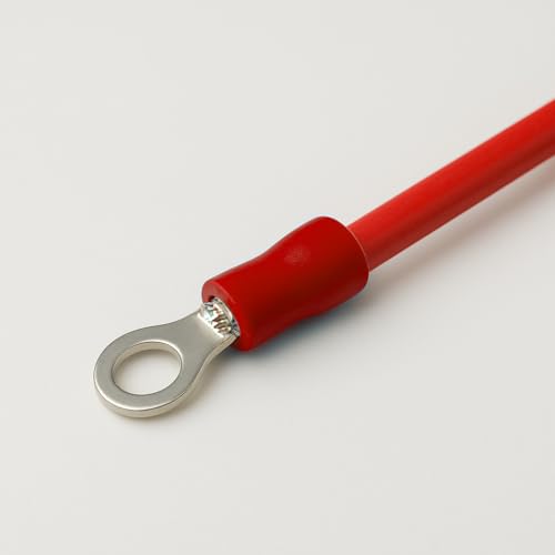 ANGSTROM #6 Bolt Ring Terminals, Insulated Electrical Crimp Connectors 100pcs (22-16ga Red) - color: 22-16ga Red, size: #6 Stud