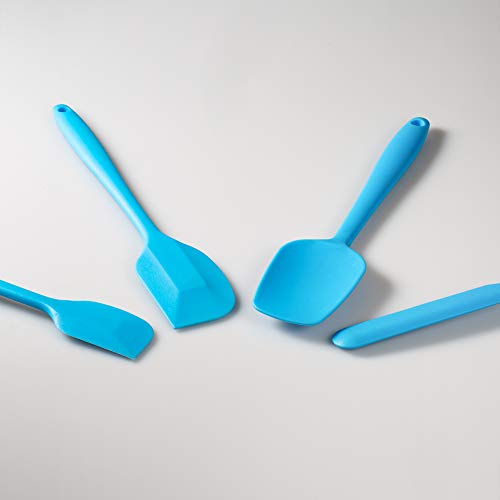 4-Piece Silicone Spatula Set with Stainless Steel Core, Blue - color: Blue