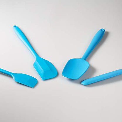 4-Piece Silicone Spatula Set with Stainless Steel Core, Blue - color: Blue