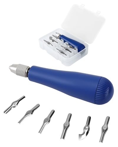 UCEC Blue 6-Blade Linocut Carving Kit for Block Printing & Stamp Making - color: 1pc Linoleum Knife(blue)