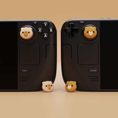 PlayVital Thumb Grip Caps for Steam Deck LCD, Silicone Thumbsticks Grips Joystick Caps for Steam Deck OLED - Cozy Bear - color: Cozy Bear
