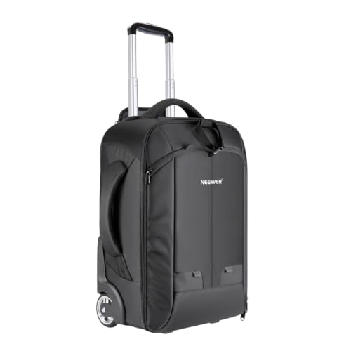 Neewer 2-in-1 Rolling Camera Bag Backpack Suitcase Style Convertible with Double Handle, Shockproof Trolley Case with Removable Padded for SLR/DSLR Cameras Tripod Lenses (Black/Red) - style: Nw3300-r