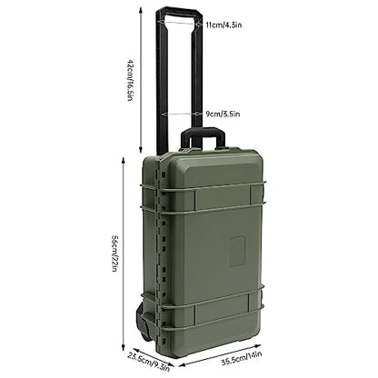 Portable Protective Camera Case, 22" Protective Roller Hard Camera Case with Wheels and Foams Camera Suitcase Waterproof Rolling Hard Case for Camera,Tools,Lens,Drone,Equipment (Green) - color: Green