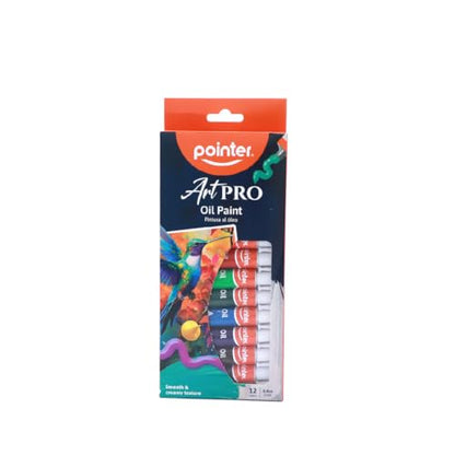 Pointer ArtPRO Oil Paint Set, 12 Colors, 0.4oz Tubes, Smooth Creamy Texture for Canvas and Fine Art