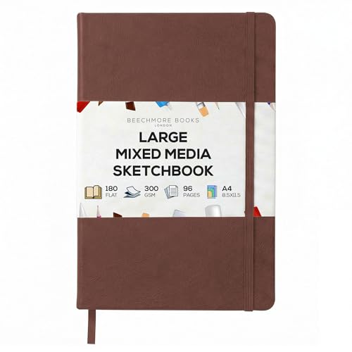 Beechmore Books A4 8.5x11 Mixed Media Sketchbook 300 GSM/140lb - color: Chestnut Brown, size: A4 - 8.5" x 11.5" Large