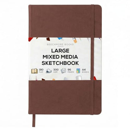 Beechmore Books A4 8.5x11 Mixed Media Sketchbook 300 GSM/140lb - color: Chestnut Brown, size: A4 - 8.5" x 11.5" Large