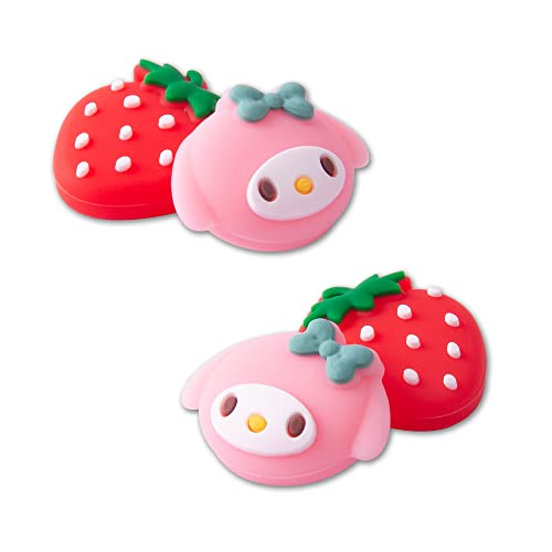 PERFECTSIGHT Cute Rabbit Switch Thumb Grips for Nintendo Switch OLED/Lite Console, Anime Soft Silicon Joystick Caps, 4PCS Kawaii 3D Analog Stick Button Cover for NS Joycon Controller - Strawberry - color: Pink Ml