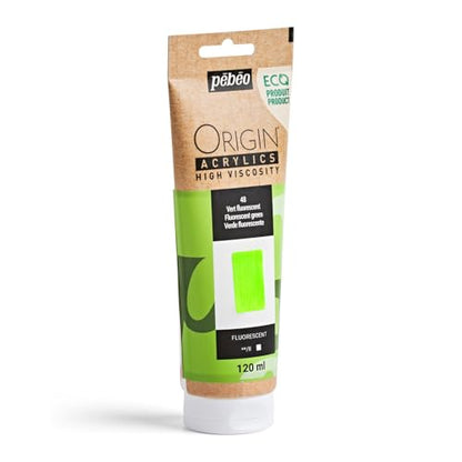 PEBEO Origin Acrylics 120ml Acrylic Paint, Fluorescent Green - color: Fluorescent Green