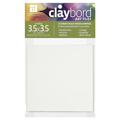 Ampersand Claybord | 3.5x3.5-4pk | 1/8" Flat|Ink & Acrylic Painting Panel
