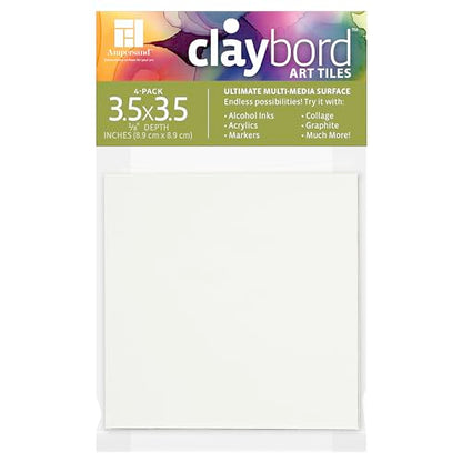 Ampersand Claybord | 3.5x3.5-4pk | 1/8" Flat|Ink & Acrylic Painting Panel