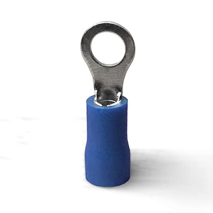 ANGSTROM #8 Bolt Ring Terminals, Insulated Electrical Crimp Connectors 100pcs (16-14ga Blue) - color: 16-14ga Blue, size: #8 Stud