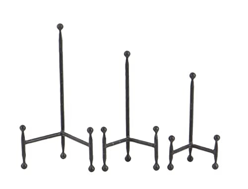 Deco 79 Metal Display Easel Tabletop Easel with Ball Details, Set of 3 Display Stand 12", 10", 8"H, Black