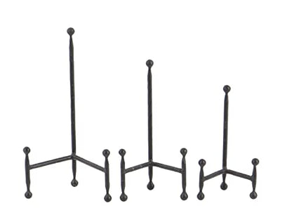 Deco 79 Metal Display Easel Tabletop Easel with Ball Details, Set of 3 Display Stand 12", 10", 8"H, Black