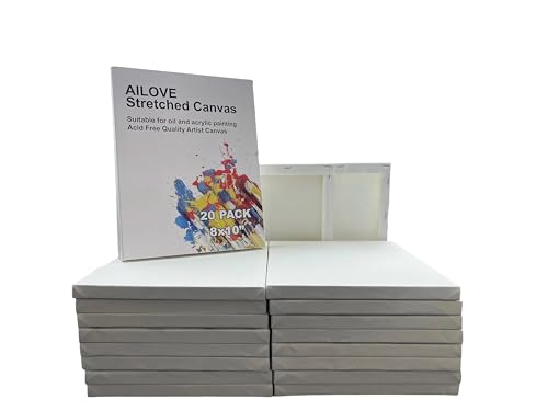 AILOVE Canvas Panels for Oil Painting, 20-Pack, 8 x 10 inches (White)