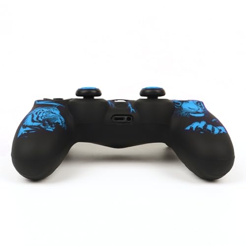 RALAN Tiger HeadDesign Controller Skin Cover with 2 Thumb Grips Compatible with PS4/Playstation 4 Slim/Pro Controller - color: Tiger Head Blue