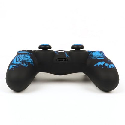 RALAN Tiger HeadDesign Controller Skin Cover with 2 Thumb Grips Compatible with PS4/Playstation 4 Slim/Pro Controller - color: Tiger Head Blue