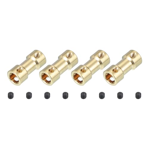 PATIKIL Shaft Coupling Joint 2mm to 6mm, 4 Pcs Brass Motor Shaft Coupler Extension Connector Rigid Sleeve Adapter Transmission Joint with M3 Screws for RC Car Airplane Tires Motor Robot - size: 2mm-6mm