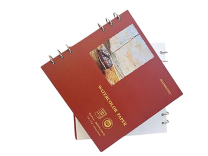 MAIMOUFIN Square Spiral Watercolor Sketchbook, 100% Cotton Hot Press