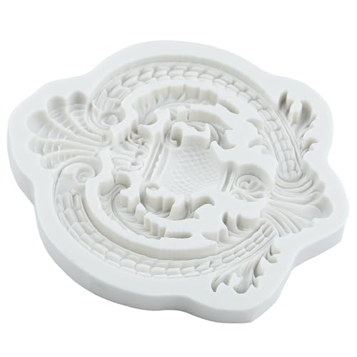 Baroque Scroll Lace Polymer Clay Mold Relief Flower Silicone Molds - color: Style R