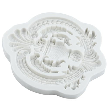 Baroque Scroll Lace Polymer Clay Mold Relief Flower Silicone Molds - color: Style R