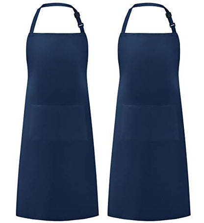 Syntus Apron for Men Women, Adjustable Cooking Kitchen Apron with 2 Pockets - color: Blue Dark, style: 2 Polyester