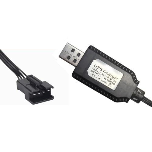 SM-4P USB Charger for 7.4V Li-ion Battery,Compatible with RC Car/Boat/Gel Blaster USB Charging Cable - 2Pack