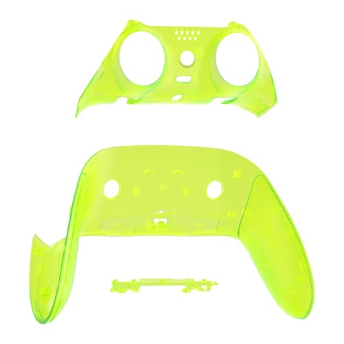 eXtremeRate Top Bottom Decorative Trim Shell Compatible with p s 5 Edge Controller DIY Replacement Front Back Clip Shell, Custom Clear Lime Green Plates Cover Compatible with p s 5 Edge Controller - color: Clear Lime Green