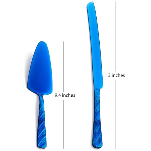 Blue Cake Cutting Set, Stainless Steel Cake Knife and Server Set - color: Blue