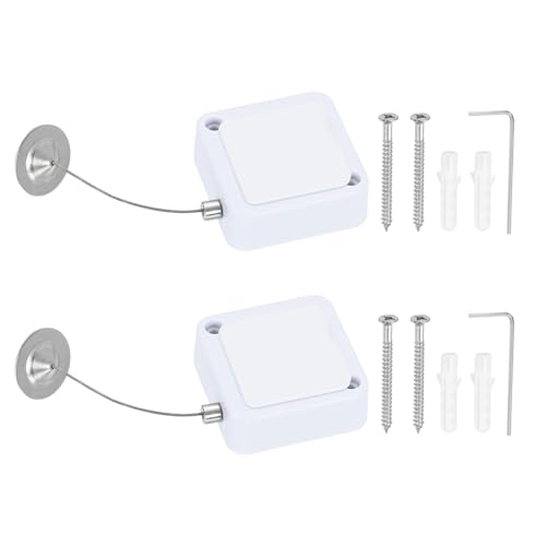 PATIKIL Retractable Remote Control Cable Tether (3.3ft /1M, White)(2 Set) Remote Control Security Lanyard Lock Adjustable Locking Leash with Round Iron Cap and Screws, Suit for - Tablets - color: White, size: 3.3 ft
