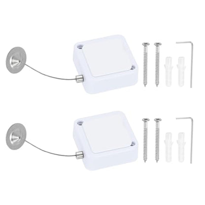 PATIKIL Retractable Remote Control Cable Tether (3.3ft /1M, White)(2 Set) Remote Control Security Lanyard Lock Adjustable Locking Leash with Round Iron Cap and Screws, Suit for - Tablets - color: White, size: 3.3 ft