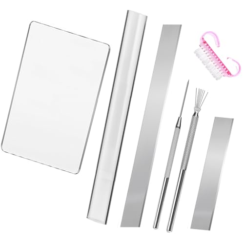 Basic Polymer Clay Tools, Acrylic Clay Roller Pin, Protect Fingers Polymer Clay Cutting Tools, Clear Rectangle Sheet Press Board Wire Texture Set Needle Detail Modelling Supplies -Starter Kit - size: 11