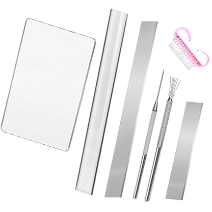 Basic Polymer Clay Tools, Acrylic Clay Roller Pin, Protect Fingers Polymer Clay Cutting Tools, Clear Rectangle Sheet Press Board Wire Texture Set Needle Detail Modelling Supplies -Starter Kit - size: 11