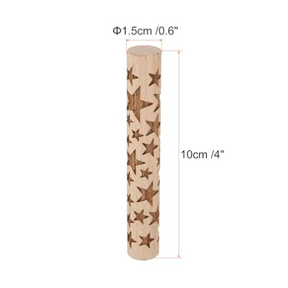 HARFINGTON Wood Clay Roller 4" Star Pattern Rolling Pins Wood Rollers Pottery Tools Wood Grain Texture Rollers for Clay Baking Dough Playdough DIY - style: Star