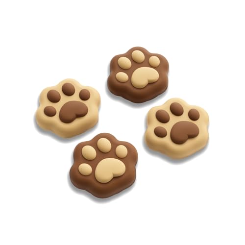 GeekShare Cat Paw Joystick Caps Compatible with Switch 2, Anti-Slip Silicone Thumb Grip Caps for Switch 2025, Milk Tea Brown, 4pcs - color: Brown Cat