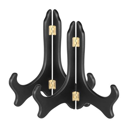 MECCANIXITY 2Pcs Wooden Easel Plate Holder, 10" Small Wood Easels Folding - color: Black, size: 10"