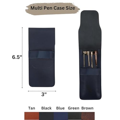 Leather Sleeve Case for Fountain Pens, Multi Holder Organizer, Handmade Full Grain Pouch, Durable Protective Cover, Classic Storage Gift (Black) - color: Black