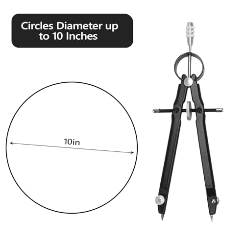 Compass for Geometry, Metal Compass with Extra Refills Compass Drawing Tool for Students Drafting Compass Back to School Supplies (Black 2pcs)