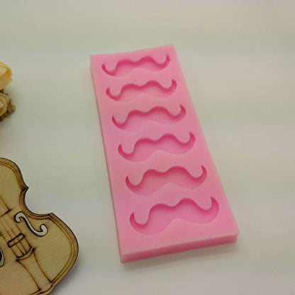 Cute 6 Cavities Funny DIY 3D Mustache Beard Silicone Mold for Fondant Chocolate Candy Gum Paste Cake Decor Baking Desserts Ice Tool