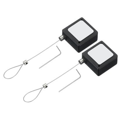 PATIKIL 3.3 ft Retractable Remote Control Tether, 2 Pcs Square Security Cable Lanyard Lock Pause Style with Adjustable Clasp Adhesive for TV Remote Control Controller, Black(Lock Buckles)