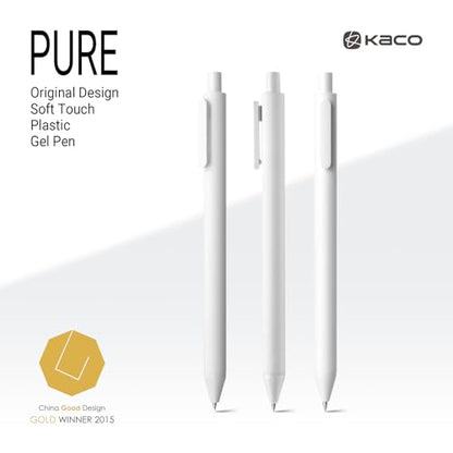 Kaco PURE White Gel Pens 0.7mm Black Ink 10 Count Quick Dry Smooth Writing - color: 0.7mm 10 PCS White